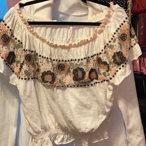FREE PEOPLE OFF THE SHOULDER WHITE BLOUSE